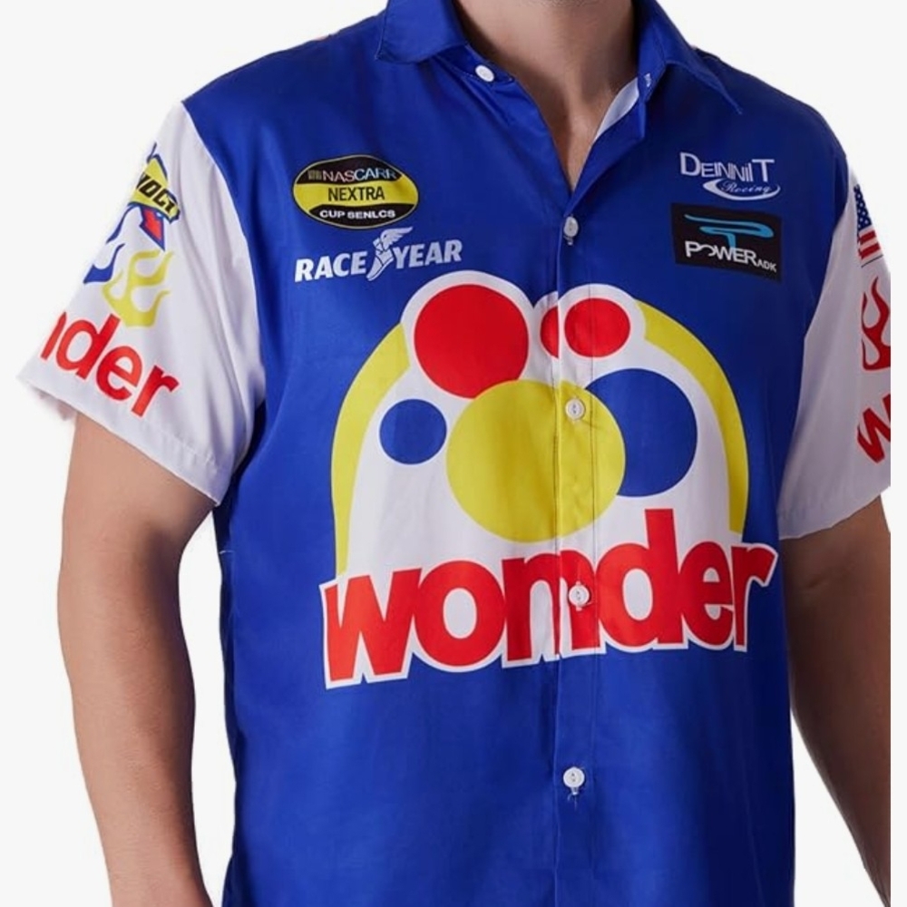 Wonder Blue Ricky Bobby Racing-Inspired Casual Button Front Shirt - Picture 3 of 4